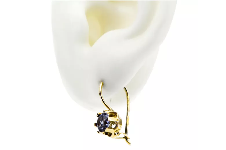 Vintage Earrings Alexandrite 14K Yellow gold vec019y